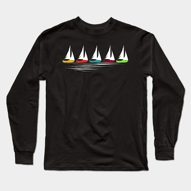 Sailboats Graphic For Sailors Sailing Long Sleeve T-Shirt by White Martian